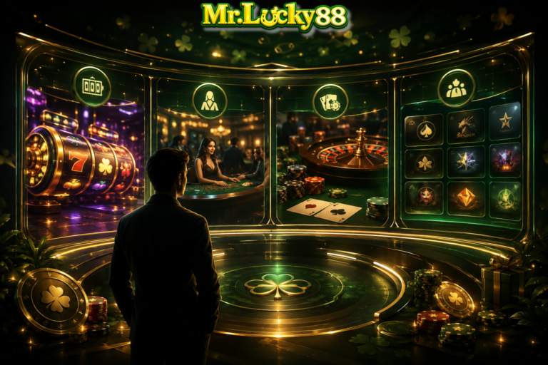 MrLucky88 casino games overview with slot games live casino tables and basic game terms